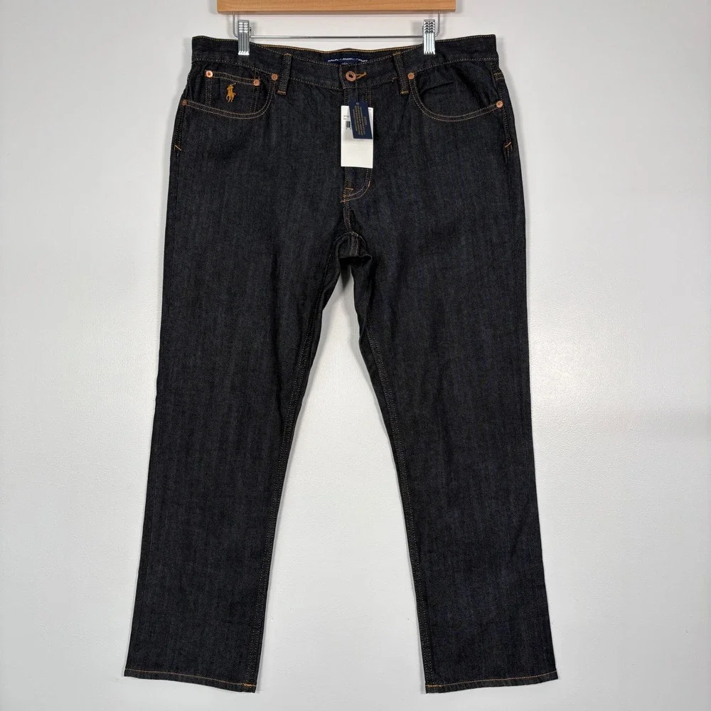 NWT‎ Ralph Lauren Sport Womens Jeans 32 Dark Wash Straight Leg Stretch Denim